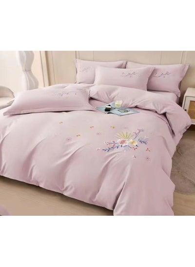 Buy Embroidered King Size Duvet Cover Set - 6-Piece Bedding Collection fitted bedsheet duvet with Zipper Closure in UAE