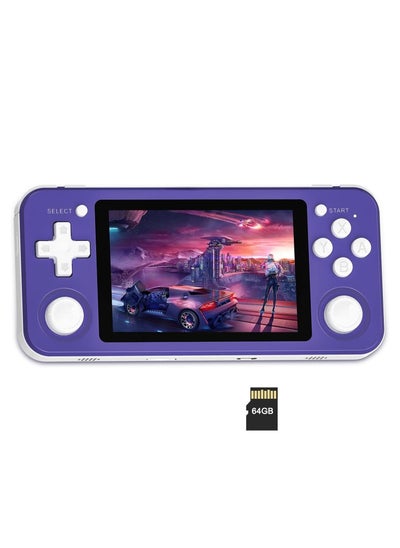 Buy RG351P Handheld Game Console, Opening Linux Tony System Built-in 64G TF Card 2500 Classic Games 3.5-inch IPS Screen Retro Game Console (Purple) in Saudi Arabia