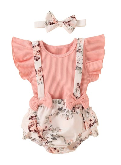 Buy Baby Clothes Cute Bodysuit Summer Clothes Toddler Dress Baby Ruffle Dress with Headband in Saudi Arabia