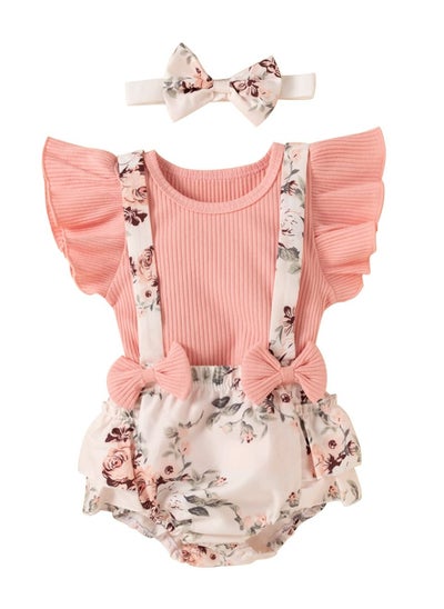 Buy Baby Clothes Cute Bodysuit Summer Clothes Toddler Dress Baby Ruffle Dress with Headband in Saudi Arabia