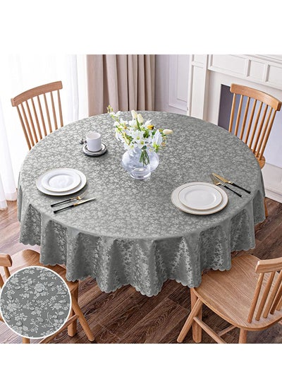 Buy Round Tablecloth Waterproof Vinyl Tablecloth Round Heavy Duty Table Cloth Wipeable Table Cover for Kitchen and Dining Room Indoor Outdoor Party Wedding Grey 60" Round in UAE