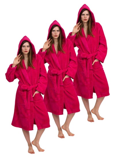 اشتري 3 Pieces Pinkish Red Color Unisex Spa Terry Dressing Gown XXL Size في الامارات