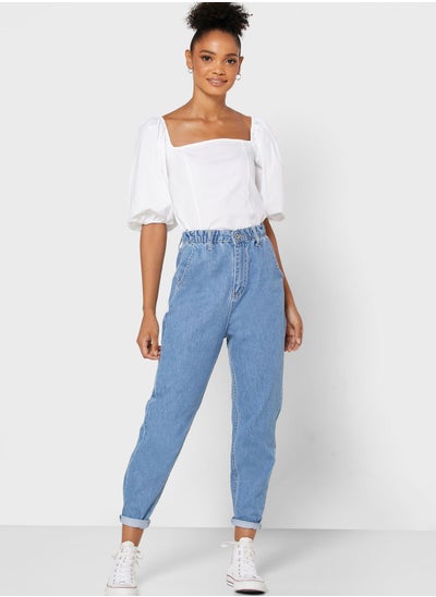 Buy Elasticated Waist Mom Jeans in UAE