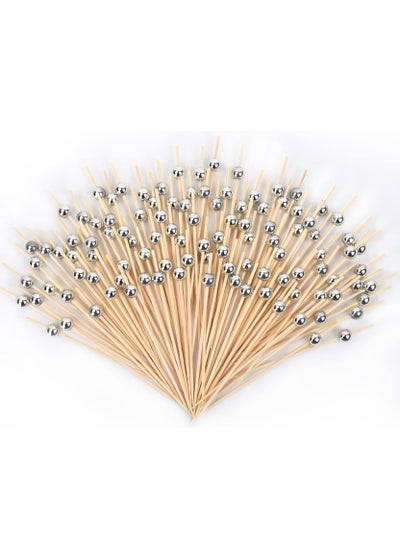 Buy 100 Counts 4.7 inch Bamboo Picks with Silver pearl end are made up off highest quality bamboo to give an elegant finish in UAE