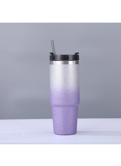 Buy Vacuum Double Wall Stainless Steel Drinking Water Bottle With Straw Insulated Coffee Tumbler Travel Mug Outdoor Kettle Thermos Cups in UAE