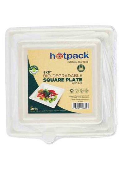 Buy Bio-degradable Plate Square 8×8'' 5 Pieces in Saudi Arabia