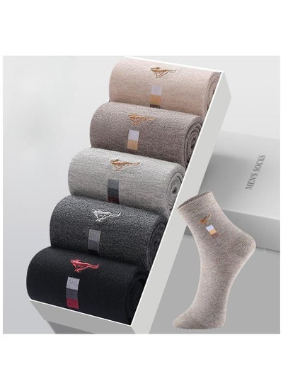 اشتري 5 Pairs Of Boxed Men's Casual Breathable Business Style Mid Length Socks في الامارات