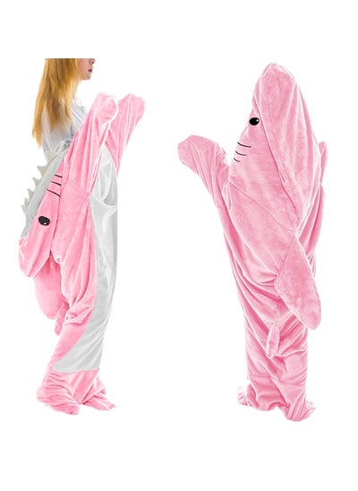 Buy Wearable Shark Blanket Hoodie, Whale Blanket for Adult Kids, Super Soft Cozy Flannel Wearable Blanket Hoodie, for Girls Interesting Blanket Gifts, Pink, One Size in UAE