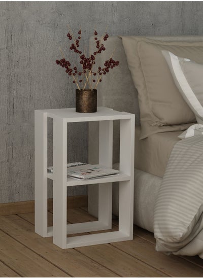 Buy Lonie Nightstand Ideal As Side End Table For Living Room White 30x34x55 cm in UAE