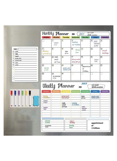 اشتري COOLBABY Magnetic Dry Erase Calendar Whiteboard for Refrigerator 3 Boards Included Monthly Weekly Daily Calendar Whiteboard for Family Planner Kitchen Schedule Board 6 Markers 1 Eraser في الامارات