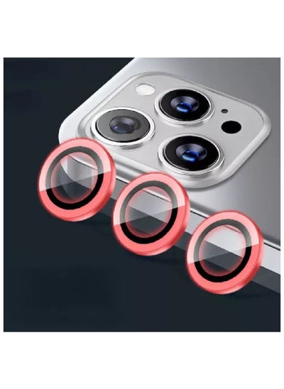 Buy Luminous Camera Lens Protector Compatible For iPhone 13 Pro Pro Max Ultra Thin Clear Tempered Glass  Metal Cover Red in UAE