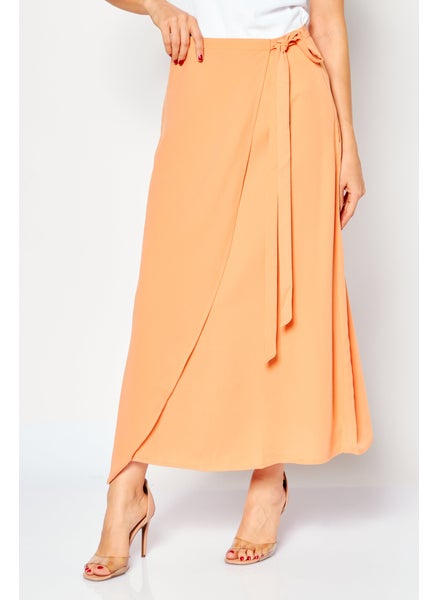 Buy Women Plain Wrap Skirts, Orange in Saudi Arabia