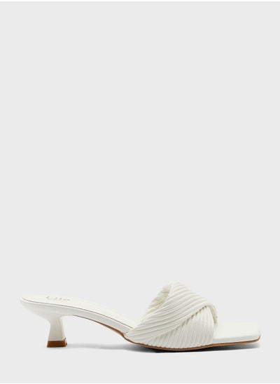 Buy Ribbed Effect Square Toe Mule Sandal in Saudi Arabia