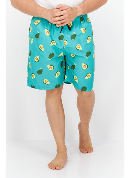 Buy Men Allover Print Drawstring Board Short, Green Combo in UAE