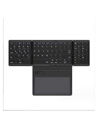 Buy Portable Pocket-Sized Foldable Keyboard with Large Touchpad and Number Pad - Mini Keyboard for Android, Windows, PC, Tablet - Rechargeable Battery in Saudi Arabia