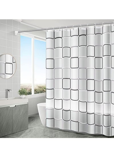 اشتري Waterproof Square Printing Shower Curtain White 180x200centimeter في الامارات