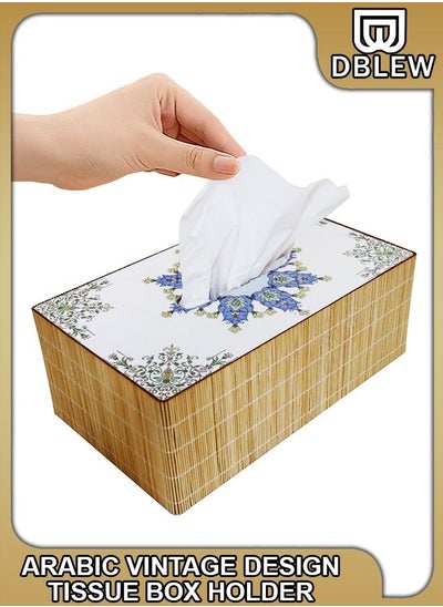 Buy Arabic Tissue Box Holder Vintage Design Rectangle Facial Wipes Dispenser Dryer Sheet Wet Toilet Roll Paper Storage Container Restaurant Napkin Case For Room Kitchen Bathroom Vanity Countertops Desks in UAE