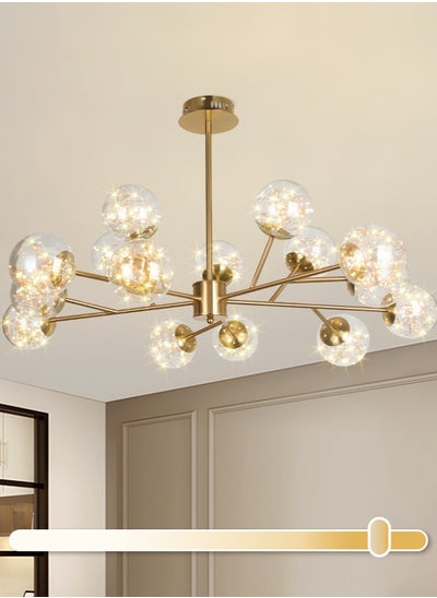 اشتري 15-Light Gold Sputnik Chandelier, Modern LED Sputnik Pendant Chandelier, Modern Spherical Glass Pendant Light Fixture for Living Room Bedroom Hallway,90W في الامارات