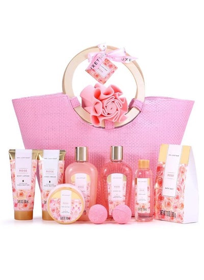 اشتري Spa Gift Basket for Women, Spa Gifts for Women, 10pcs Rose Home Spa Sets, Relaxing Gift Basket with Bath Salts, Body Lotion, Bubble Bath, Birthday Woman Gift Baskets في السعودية