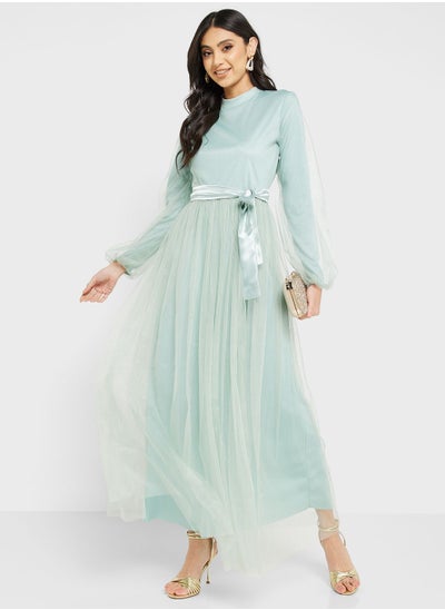 Buy Puff Sleeve Tulle Dress in UAE