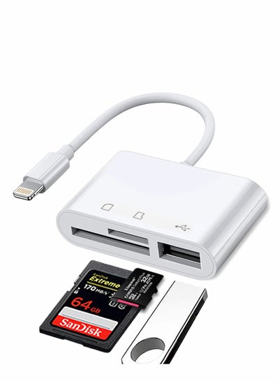 Buy SD Card Reader for iPhone iPad with Micro Adapter Port, Type C Memory Plug and Play in UAE