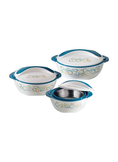 Buy Perfect Design Food Container Set, 3 Pieces Green/White in Saudi Arabia