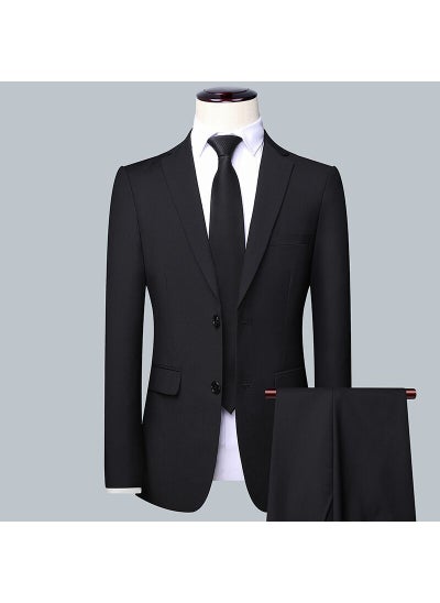 Buy Suit business mens suit suit 2024 new high-end professional formal suit New Polo best man dress jacket Two-button Black (suit + suit pants) in UAE