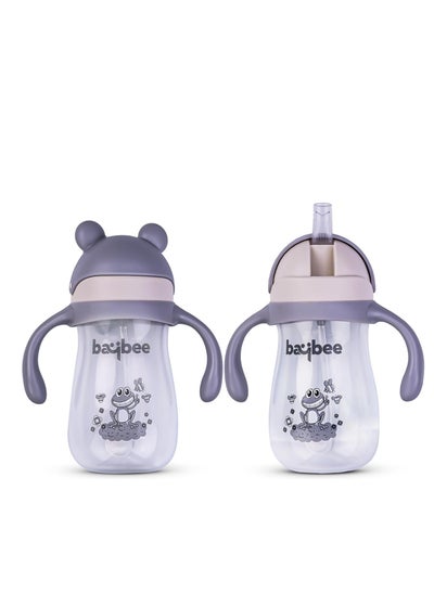 Buy BAYBEE Insulated Baby Sippy Cup for Kids 300 ml | Anti Spill Sipper Bottle with 360 Weighted Straw & Rotating Handle | V Type Straw Bottle BPA Free & Non Toxic for Toddler 6+Months (Grey) in UAE