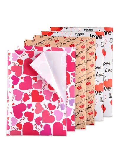 اشتري 6 Pcs Heart Wrapping Paper Printed Patterned Tissue Valentines Gift Wrap Red Tissue Paper For Gift Wrap Supply(50 * 70Cm) في الامارات
