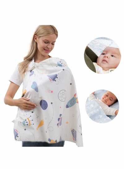 Buy Nursing Cover Cotton Breastfeeding Cover with Adjustable Strap, Soft Boned Nursing Apron Cover Burp Cloth Breathable Lightweight, Stylish Discreet Full Privacy Breastfeeding Scarf in UAE