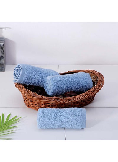 Buy Cloud Touch Super Fine Zero Face Towel 100% Cotton Pile Lightweight Everyday Use Face Towels Ultra Soft And Highly Absorbent For Bathroom L 33 x W 33 cm Dusty Blue in UAE