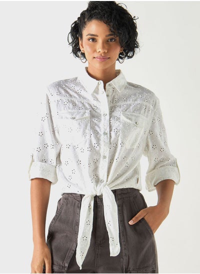 Buy Open Work Tie Detail Shirt in Saudi Arabia