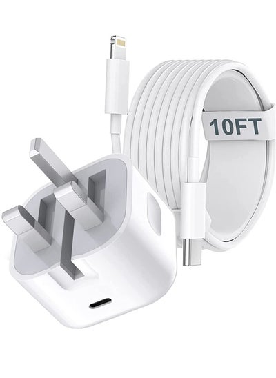 اشتري iPhone Fast Charger Plug & Cable 2mT, [Apple MFi Certified] iPhone 20W USB C USB C Charger Power Adapter w/ USB C to Lightning Cable iPhone 13/12/SE/11/XS/XR/X/8, iPad, AirPod, White في الامارات