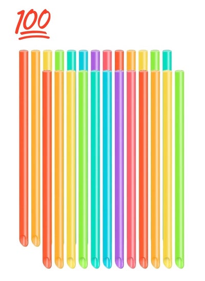 Buy Rex Disposable Plastic Drinking Straws, 100 Pieces, Flexible And Colorful in Saudi Arabia