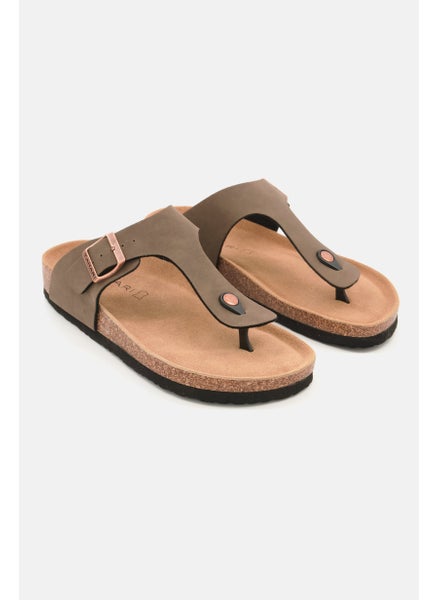 اشتري Men Slip On Synthetic Leather Cork Sandals, Brown في السعودية