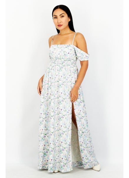 اشتري Women Floral Print Maxi Dress, Lavender/Green Combo في السعودية