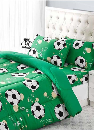 Buy Soccer Queen-Sized Comforter Set, Green - 230x220 cm in UAE