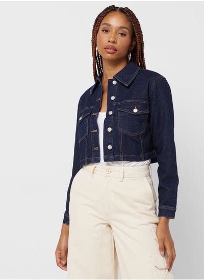 Buy Pocket Detail Crop Denim Jacket in UAE