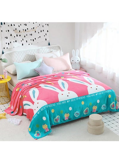 Buy Rabbit Printed Soft Blanket cotton Multicolour 180x200cm in UAE