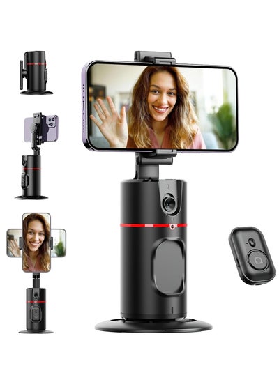 اشتري 360 Rotation Gimbal Stabilizer Follow-up Selfie Desktop Face Tracking Gimbal for Tiktok Smartphone Live with Remote Shutter,Black في الامارات