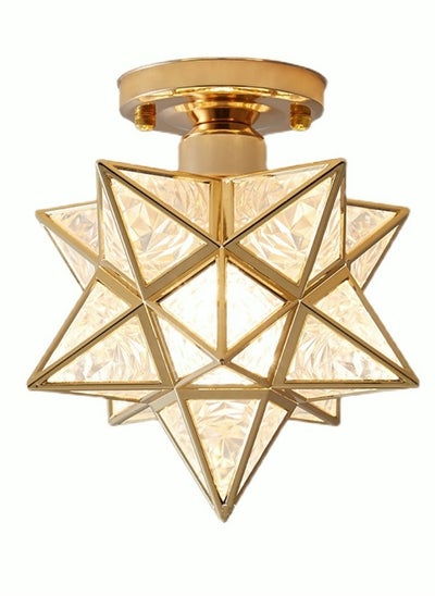 Buy Brass Moravian Star Light Flush Mount Celing Lights Seeded Glass Shade Boho Moroccan Ceiling Lamp for Kitchen Foyer in UAE