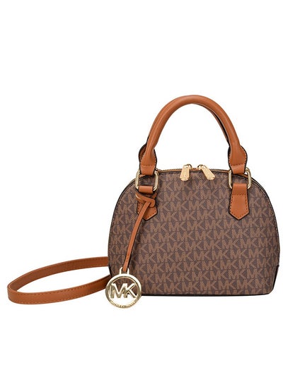 Buy New Women's Fashion Texture MK Letter Medium Capacity Handbag Shoulder Bag-Brown in Saudi Arabia