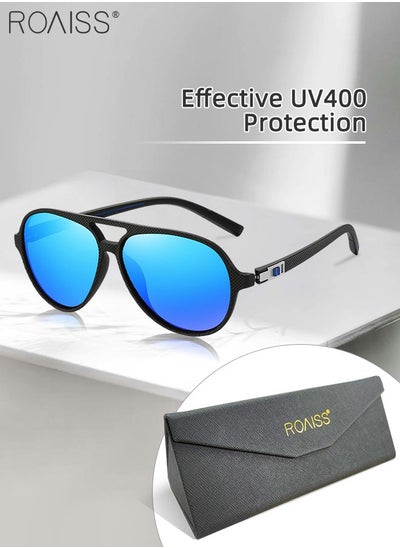 Buy Men's Aviator Polarized Sunglasses, UV400 Protection Sun Glasses with Elastic TR90 temples, Fashion Anti-Glare Sun Shades for Driving, Fishing, Traveling, 57mm in Saudi Arabia