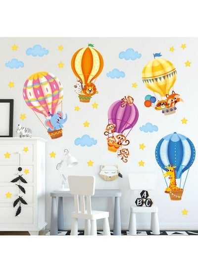 اشتري Sg2214 Animals In Hot Air Balloons Kids Wall Stickers Decals Kids Baby Nursery Decorations Cloud Elephant Wallpaper Art Playroom Bedroom Décor Home Boy Peel And Stick في الامارات