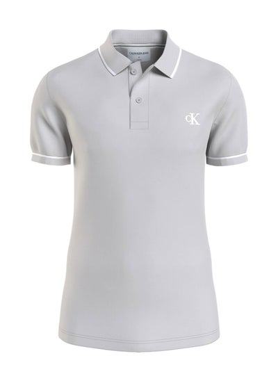 Buy Men's Slim Polo Shirt - Cotton, Gray in UAE