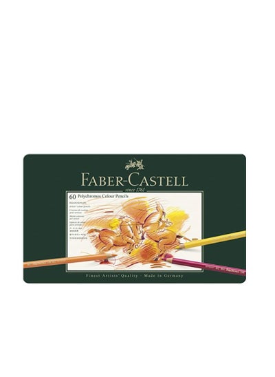 Buy Faber Castell Polychromos Artists Color Pencils 60 Color In A Flat Metal Tin, ASSORTED, 110060, Tin Of 60 in UAE