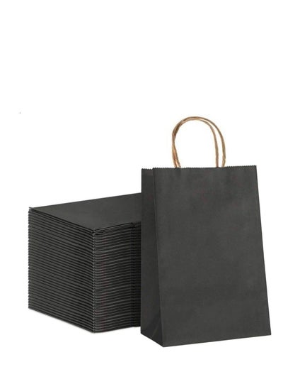 Buy Black Paper bags with handles 15 x 11 x 6 cm Small Gift bags for Birthday Party Favors, Weddings, Retail, Shopping, Bridal Shower (24 bags) in UAE