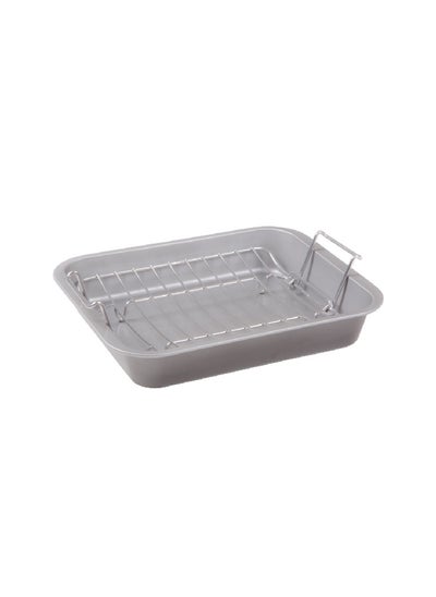 Buy Dishwasher Safe Rectangular Tray with Milano Design Grey and Silver 40 cm 33140 in Saudi Arabia