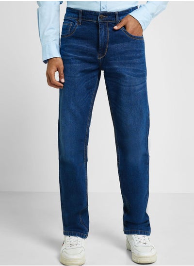 Buy Thomas Scott Men Smart Regular Fit Light Fade Stretchable Jeans in Saudi Arabia