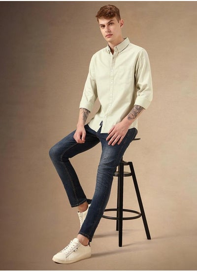 Buy Relaxed Fit Green Cotton Casual Shirt Regular Collar in UAE